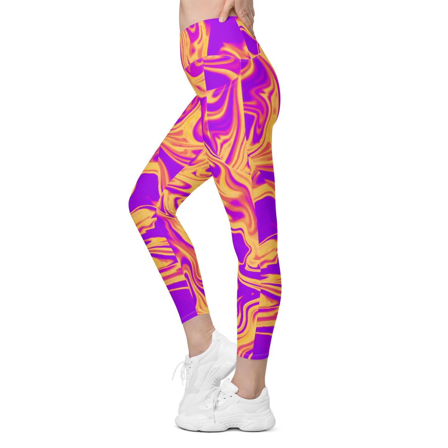 Cosmic Flow Women's Recycled Crossover Leggings With Pockets - FLAKOUT