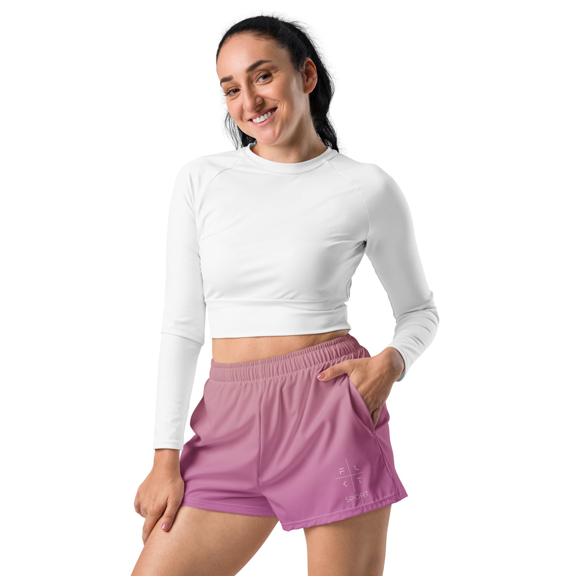 FLAKOUT Sport Rosy Twilight Women’s Recycled Athletic Shorts - FLAKOUT