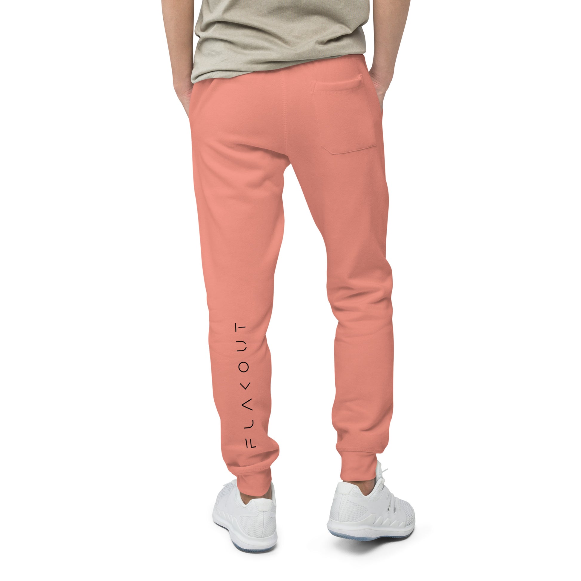 FLAKOUT Logo Back Leg Unisex Fleece Sweatpants - Dusty Rose - FLAKOUT