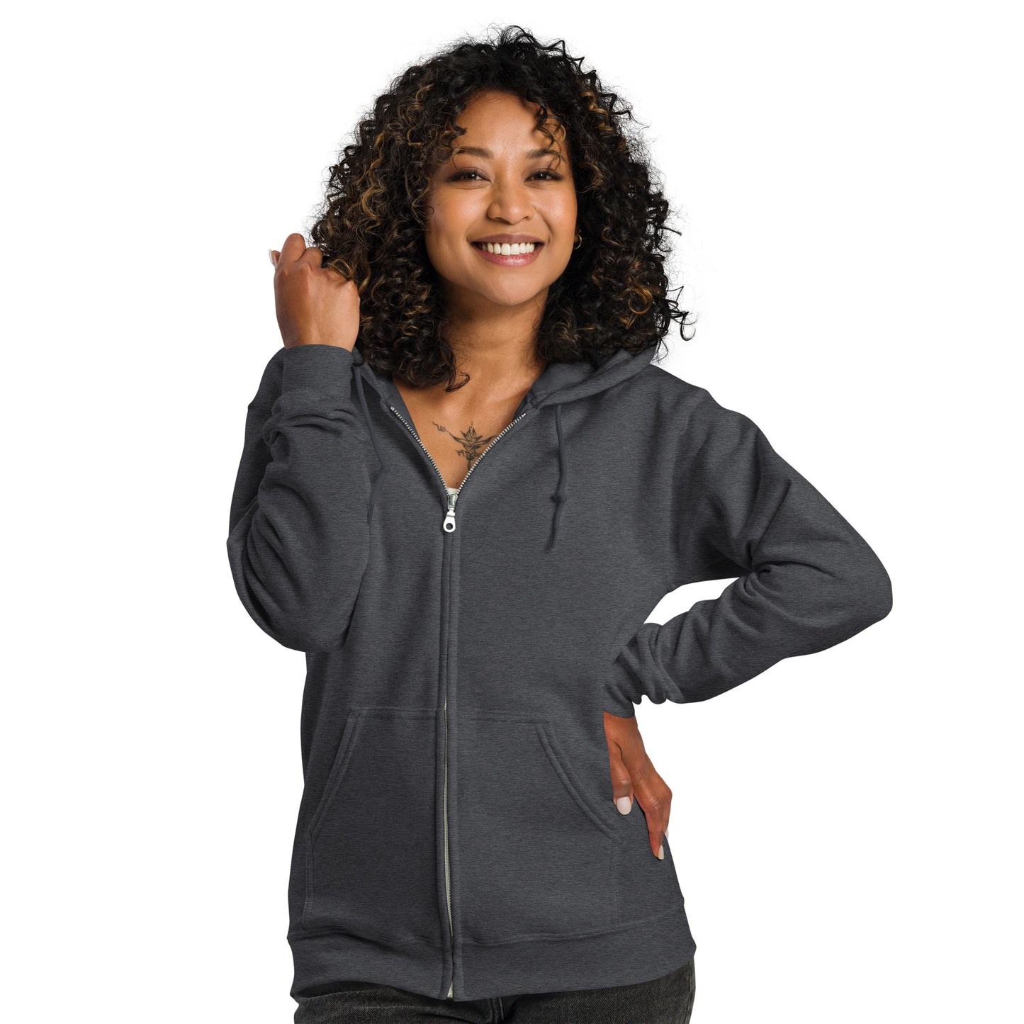 Nebuluxe Brilliance Heavy Harmony Fusion Zip Hoodie - Dark Heather - FLAKOUT