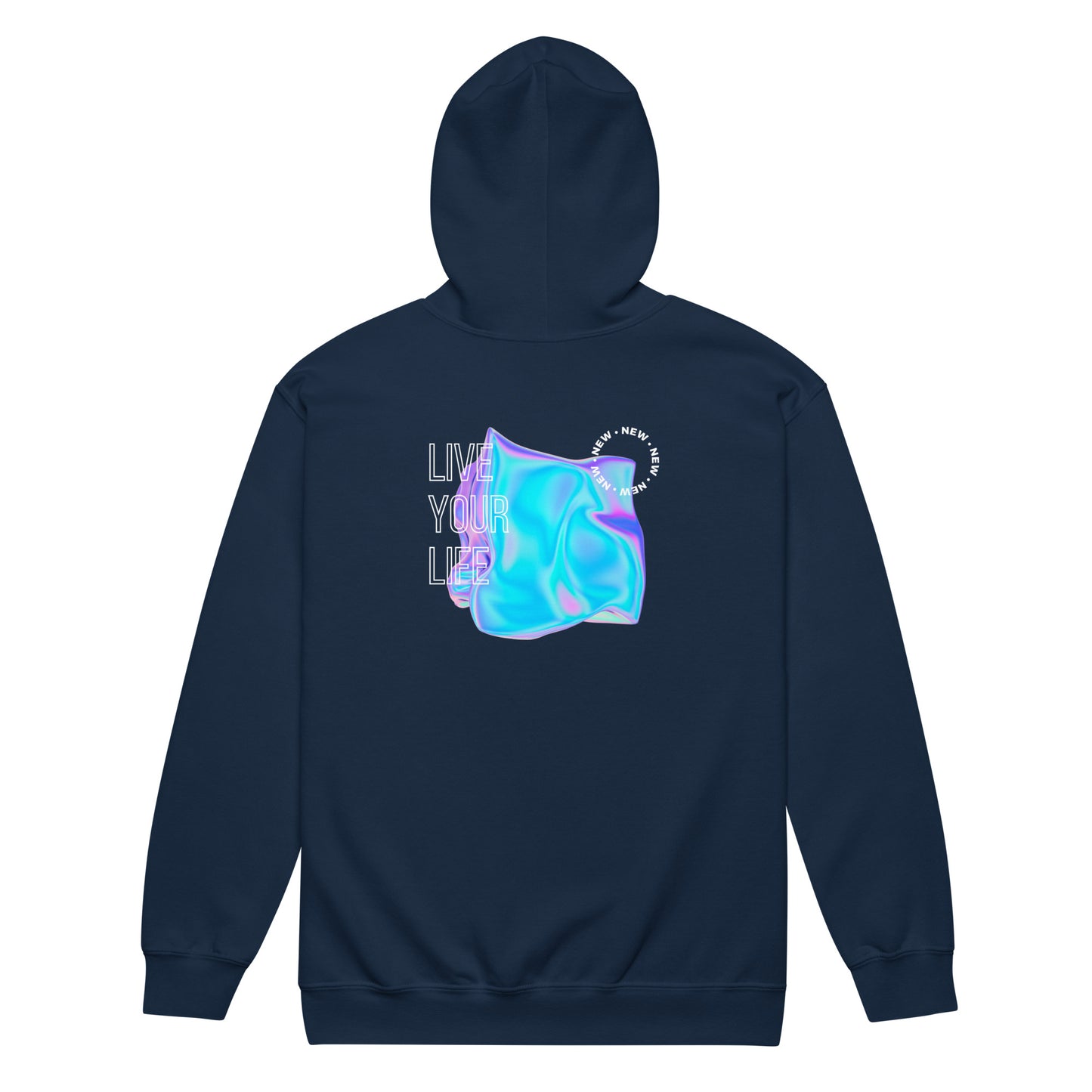 Vivid Existence Live Your Life Heavy Harmony Fusion Zip Hoodie - Navy - FLAKOUT