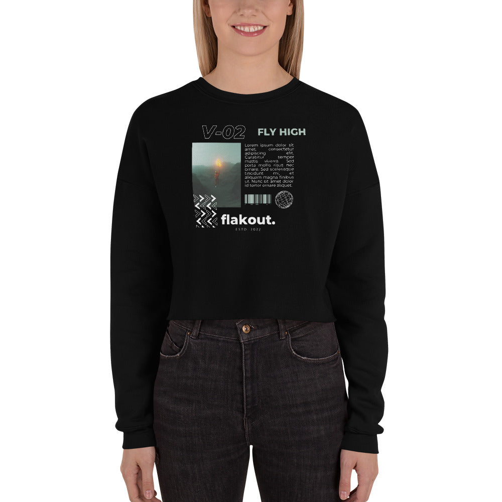 Fly High Voyager Women's Crop Sweatshirt - Black - FLAKOUT