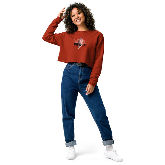 Queenly Girl Power Rebellion Women's Crop Sweatshirt - Brick - FLAKOUT