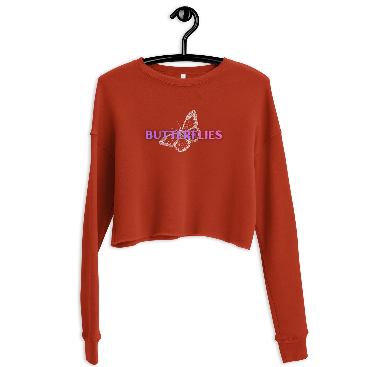 Whispers Of Wings Butterflies Women's Crop Sweatshirt - Brick - FLAKOUT