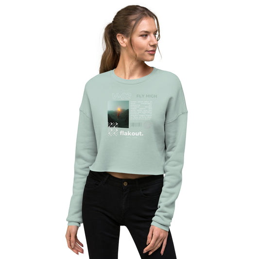 Fly High Voyager Women's Crop Sweatshirt - Dusty Blue - FLAKOUT