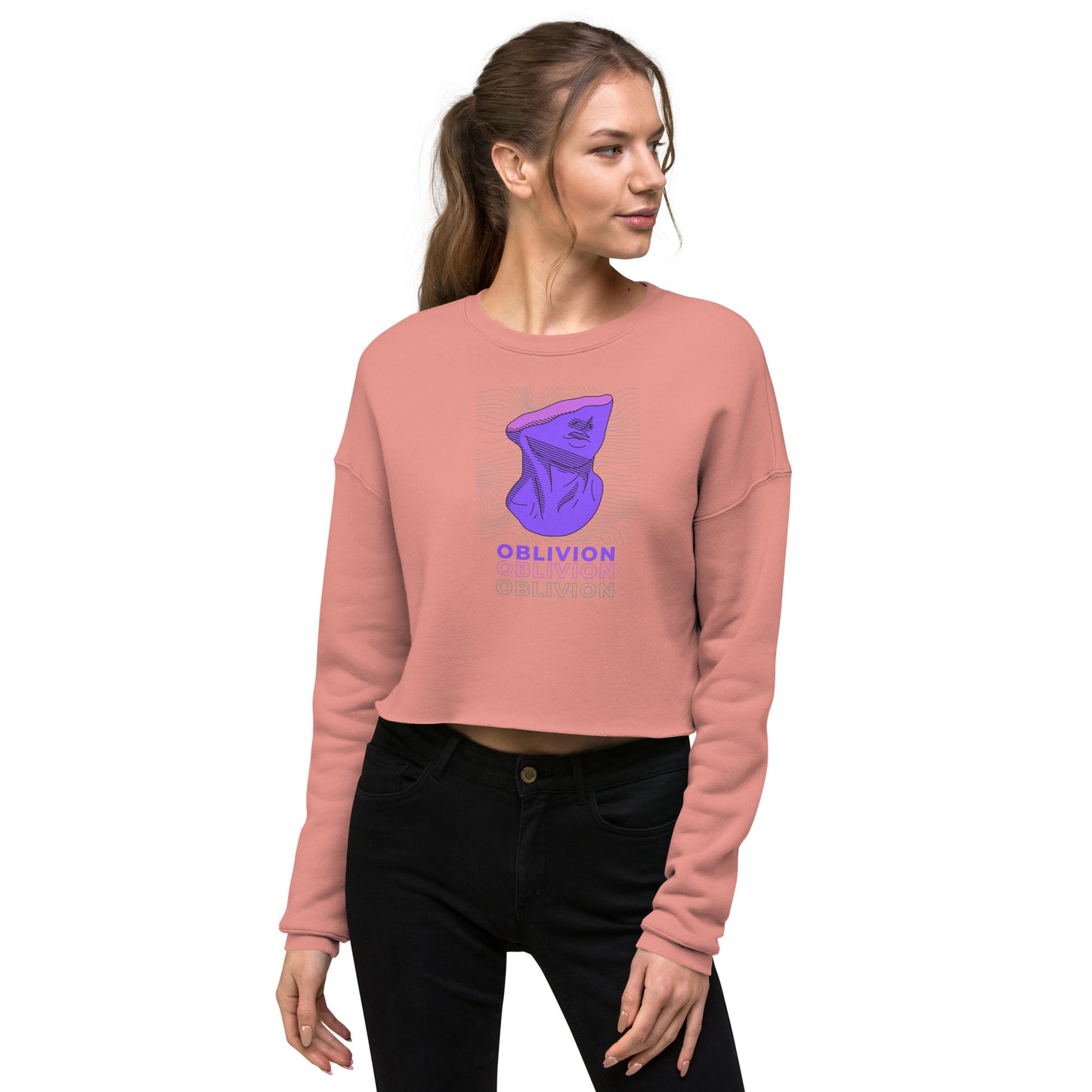 Violet Veil Of Oblivion Women's Crop Sweatshirt - Mauve - FLAKOUT