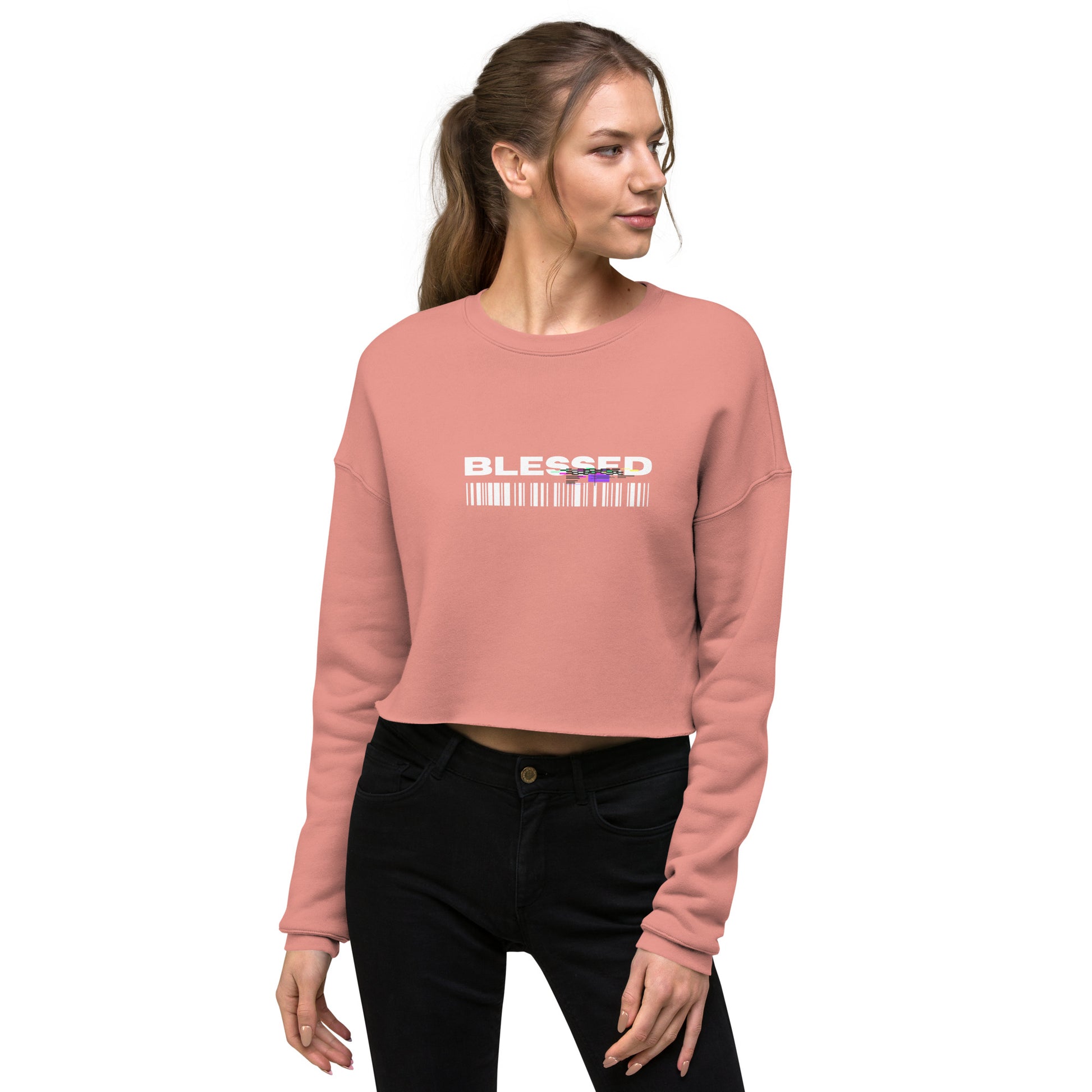 Divine Grace Blessed Women's Crop Sweatshirt - Mauve - FLAKOUT