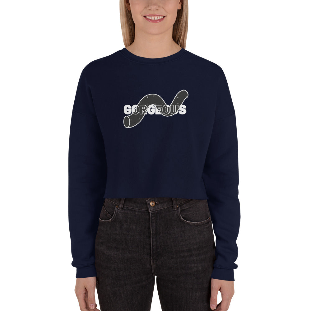 Gorgeous Opullent Allure Women's Crop Sweatshirt - Navy - FLAKOUT