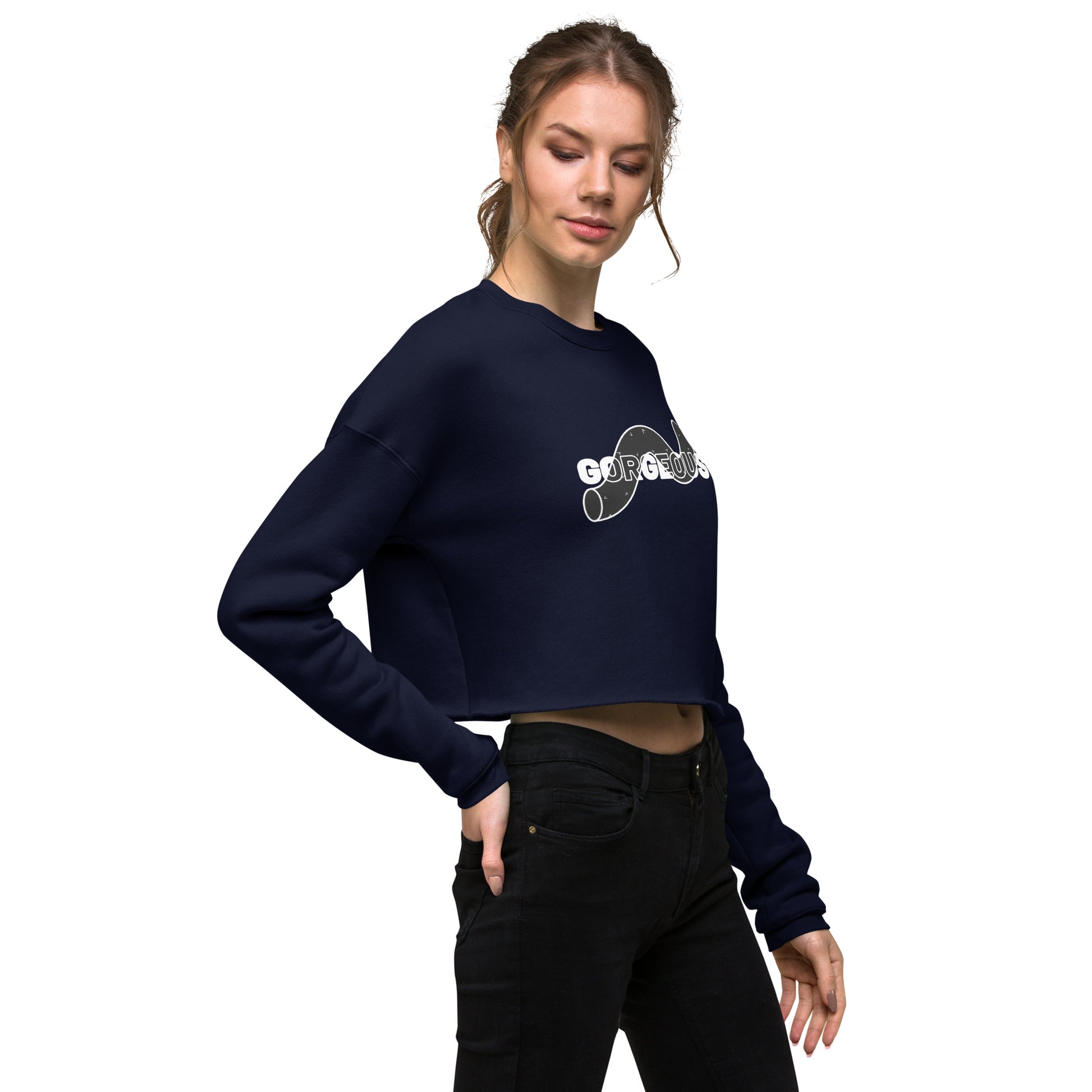 Gorgeous Opullent Allure Women's Crop Sweatshirt - Navy - FLAKOUT